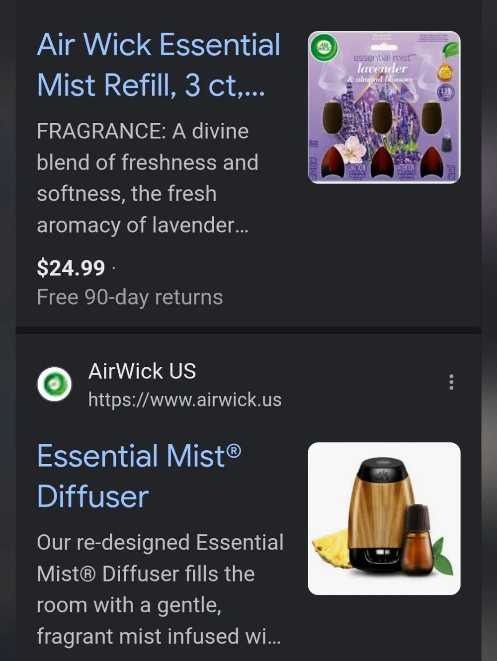Air Wick Essential Mist Lavender & Almond Blossom Fragrance Refills (3-Pack)